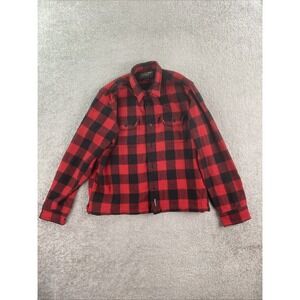 Abercrombie & Fitch Shirt Men Extra Large Black Red Wool Blend Lumberjack Check
